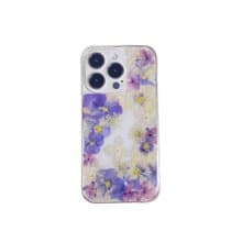 紫色三色堇 紫白繡球花 押花手機殼 適用於iPhone 16 Samsung S25