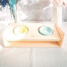 北欧風フードボウル　角度調整可能　フードスタンド　食器スタンド　小型犬　中型犬　ネコ　木製　ナチュラル　オーダー可能