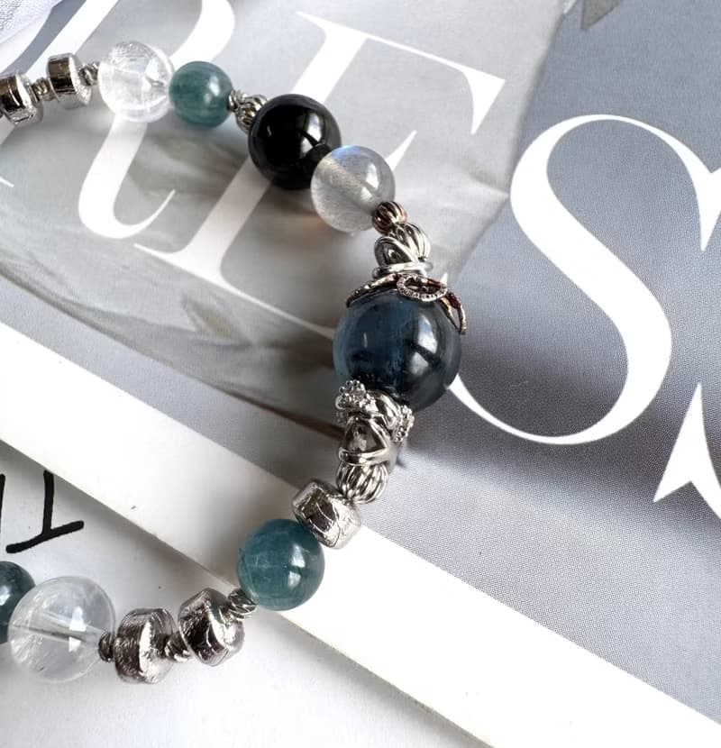 天鐵盤珠系列 藍針晶貔貅 金運石 藍綠晶