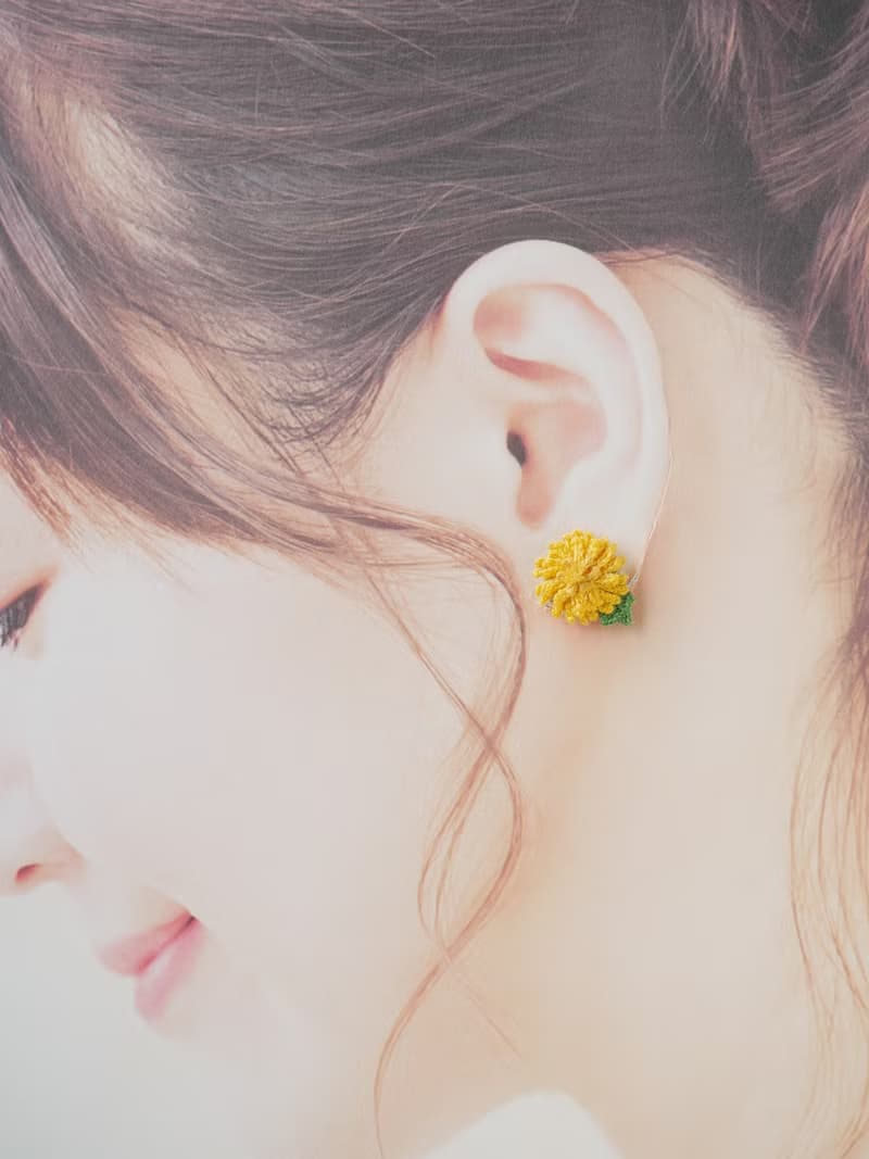 蒲公英耳環・耳夾 　(花/春/黄色/禮物/手工編織/四季折々)