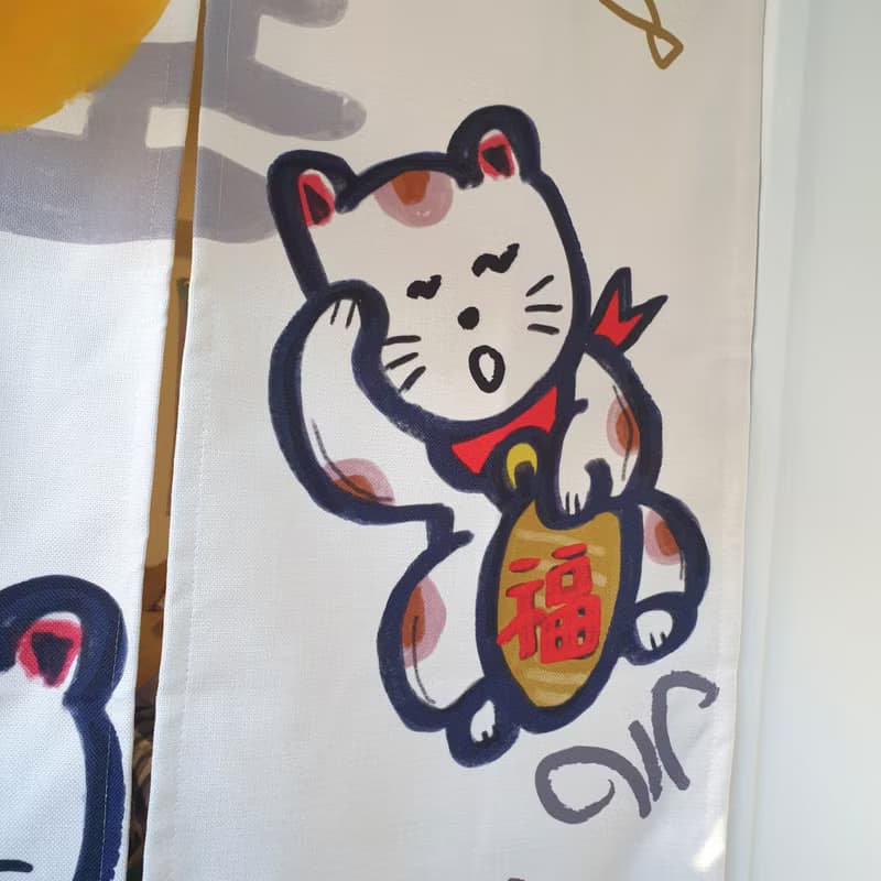 醜萌招財貓 門簾