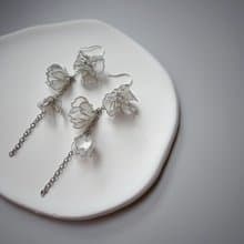 醉櫻 白 櫻花垂墜式樹脂耳環