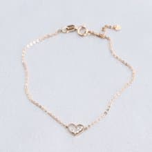 【茉莉亞緹 Moriarty Jewelry】14K 玫瑰金 縷空愛心 小鑽手鍊