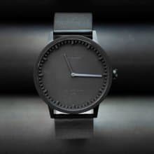 LEFF Amsterdam 北歐工業齒輪設計真皮腕錶 40mm 霧黑 黑皮革錶帶