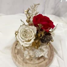小香風紅白金邊永生玫瑰玻璃鐘罩告白520我愛妳禮物表白