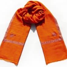 喀什米爾Cashmere 刺繡羊絨圍巾 純羊毛圍巾披巾 戒指絨披肩-花朵
