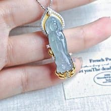 財運•事業•學業•平安|冰嬌藍觀音|A貨翡翠訂製銀吊墜