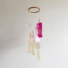 DIY-KIT|Argentina Garden-Pink-Butterfly, Square|Shell Wind Chime Mobile |#0-347