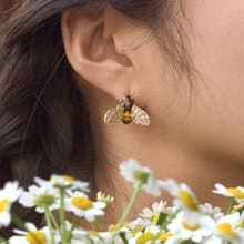 Honey Bee Earrings, Enamel Jewelry, Perfect gift, Spring.