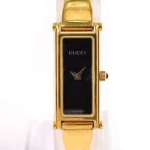 【日本直送 中古美品】グッチ GUCCI 腕時計 1500L ステンレススチール ゴールド ブラック文字盤 クオーツ ヴィンテージ