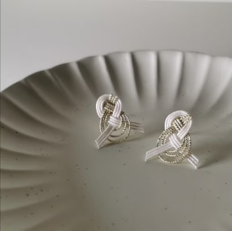 【Veverka】金色年華-水引耳環 編織 水引細工