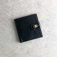 【 日本直送　名牌中古包 】CELINE セリーヌ 財布 ブラック ブラゾン レザー クロコ型押し 二つ折り財布 vintage ヴィンテージ ha2kjw