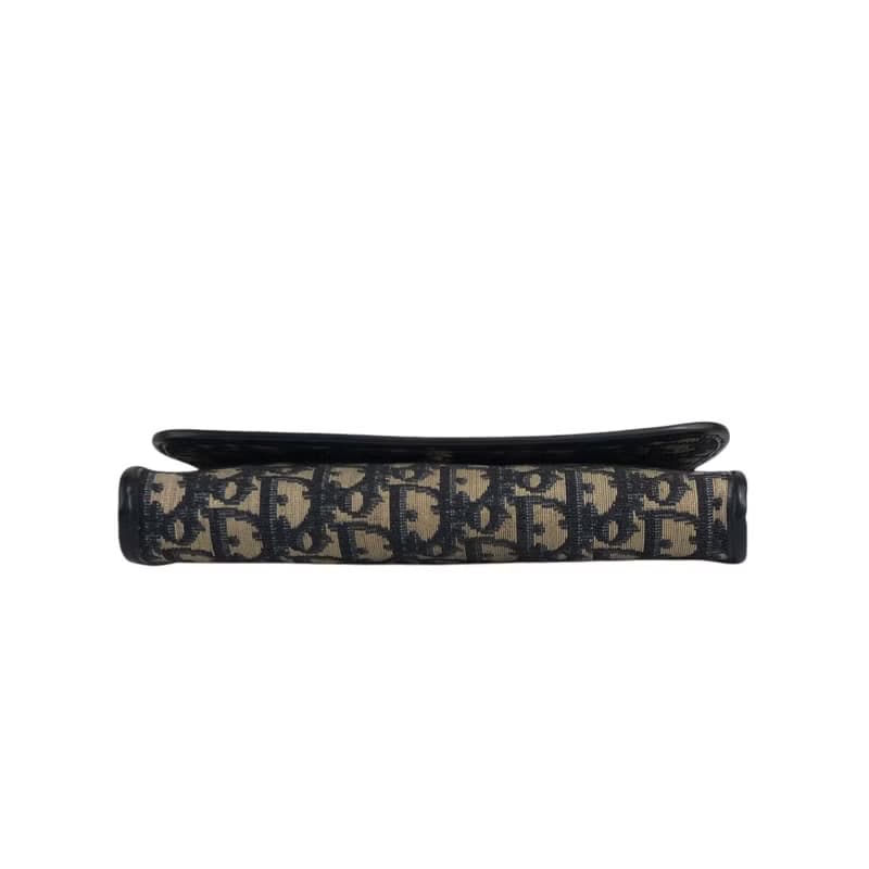 【 日本直送　名牌中古包 】Christian Dior トロッター ショルダーバッグ ネイビー CD ジャガード チェーン vintage r754bh
