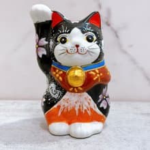 【福映朝霞】日本九谷燒招財貓 | 櫻花赤富士