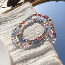 冰種摩根石、海藍寶、草莓晶 天然石手鍊