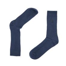 多色經典刺繡羅紋紳士襪 沉穩藍