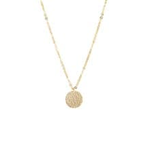 Hammered Disc Pendant Silver Necklace 圓餅純銀鍍18K金長項鍊