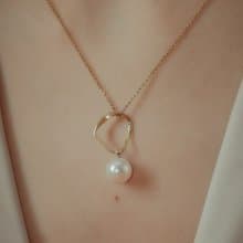 【品牌設計款最佳禮物】人魚浪圈天然珍珠14K 合金項鍊