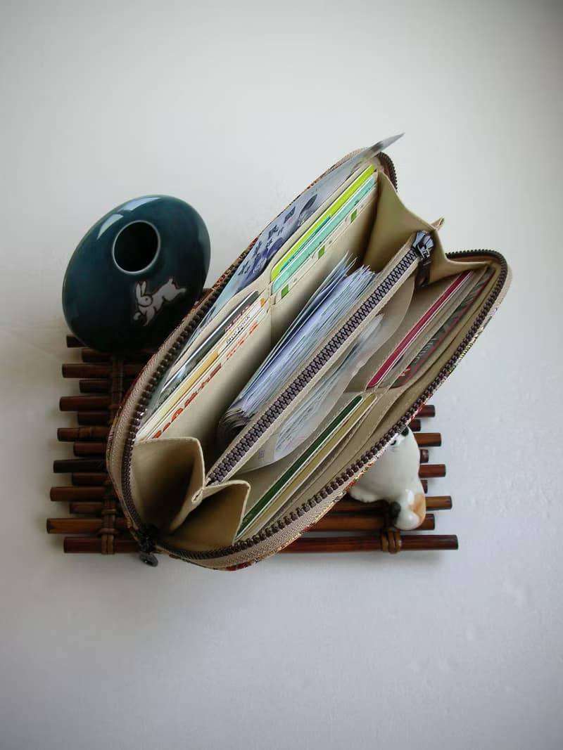 京西陣金襴錦織【菱格菊紋】-長夾/皮夾/零錢包/禮