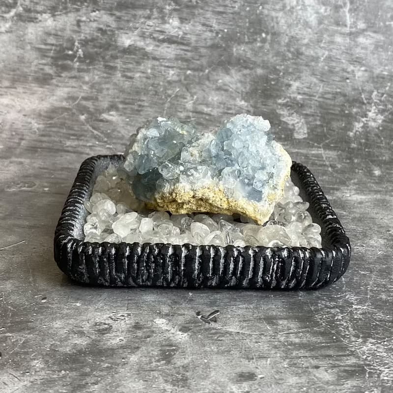 水晶簇- 天青石原礦  辦公室療癒微景觀 裝置擺飾 一物一圖