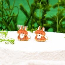 小狐狸 Fox 山系可愛動物 夾式耳環 低敏鋼針 生日禮物 紙盒包裝