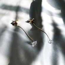 垂墜雙尖白水晶耳夾