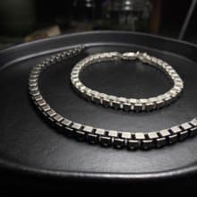 純銀手鍊 / 方格 / 寬度有三種4.8mm/3.8mm/3mm