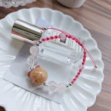 【珊瑚玉叮噹貓x粉水晶x粉阿塞編織手鏈 】好人緣