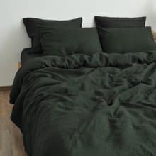 Charcoal green linen duvet cover /Softened linen / Comforter cover / Quilt cover