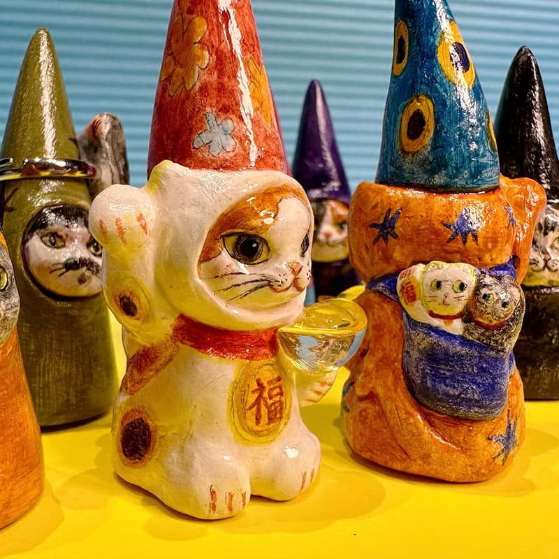 喵喵喵系列 招財貓貓戒托 雙面設計 原創手作雕塑戒指收納