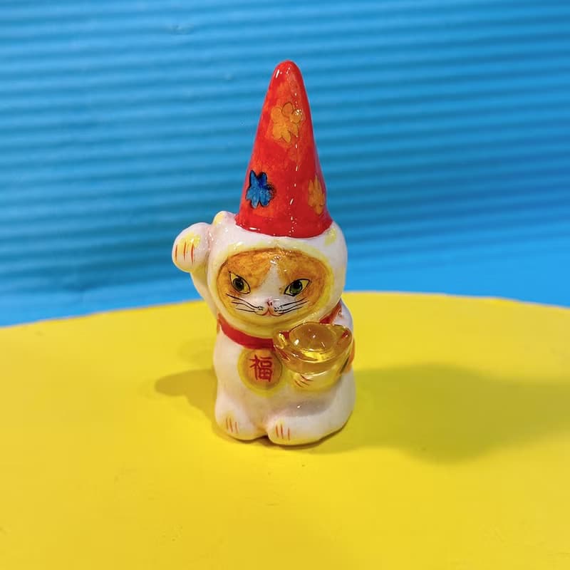 喵喵喵系列 招財貓貓戒托 雙面設計 原創手作雕塑戒指收納