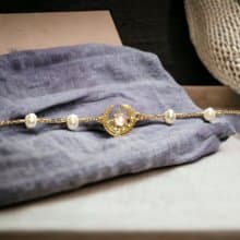 Giftest 不鏽鋼珍珠/真愛 月亮手鍊基督教情人節禮物聖經B41