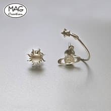 Mix & Match | 銀河系列 | 土星配太陽18K金耳環套裝