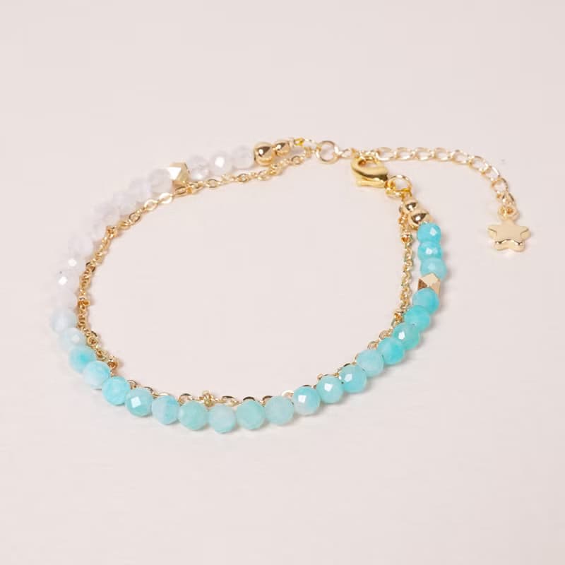 蔚藍海岸│天河石 月光石 水晶手鍊 雙圈手鍊