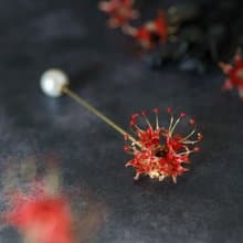 3way 彼岸花のハットピン　ブローチ  ラペルピン　ストールピン