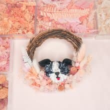 不凋花黑白狗仔花環 | Q版邊境牧羊犬 多色選擇