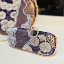 紫色繁花織錦緞眼鏡盒/筆盒/首飾盒