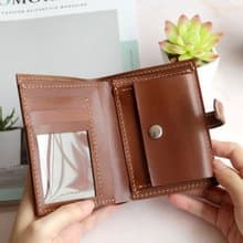 皮革diy材料包/完成品 搭扣豎款錢包 零錢袋短夾 散紙袋銀包刻名