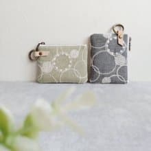 【FQ10/方塊小錢包】日本刺繡 點線圓 綠 灰 日本刺子布 法國金蔥