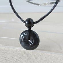 本命年【歲歲平安】冰烏雞平安扣翡翠絲光編織項鍊*SA07*招財