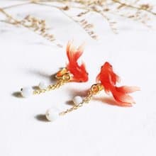 金魚 垂墜 耳環