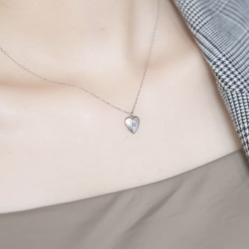 紫水晶925純銀歐美愛心項鍊