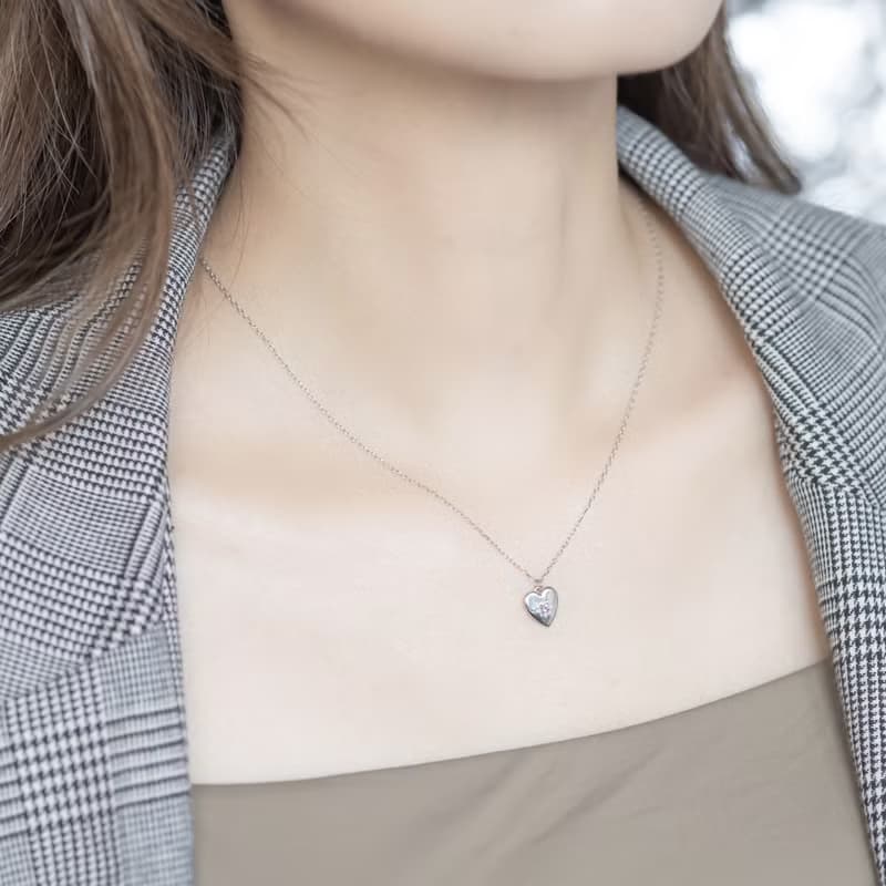 紫水晶925純銀歐美愛心項鍊