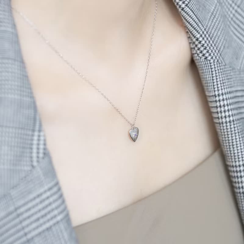 紫水晶925純銀歐美愛心項鍊
