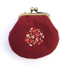 刺繡花口金小物包