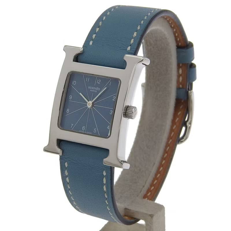 【日本直送】エルメス HERMES Hウォッチ 腕時計 HH1.210 SS×レザー T クオーツ アナログ表示 ブルージーン文字盤 レディース【中古】
