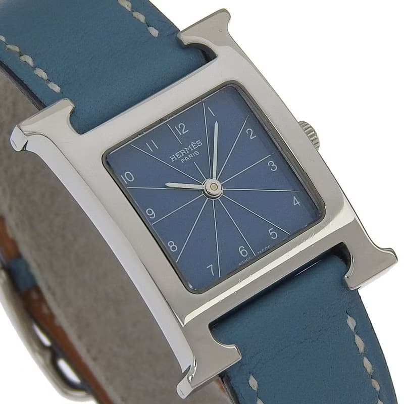 【日本直送】エルメス HERMES Hウォッチ 腕時計 HH1.210 SS×レザー T クオーツ アナログ表示 ブルージーン文字盤 レディース【中古】