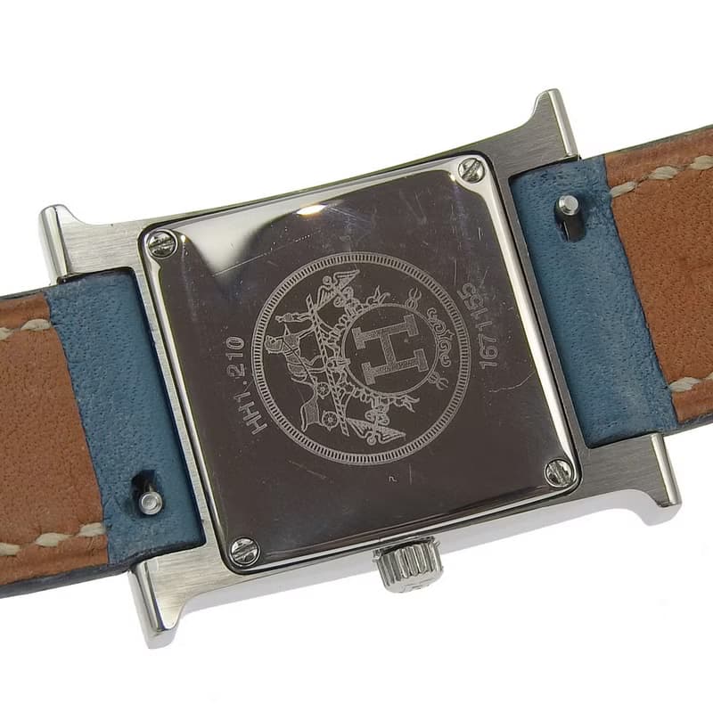 【日本直送】エルメス HERMES Hウォッチ 腕時計 HH1.210 SS×レザー T クオーツ アナログ表示 ブルージーン文字盤 レディース【中古】