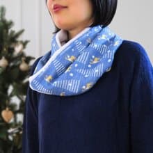 クリスマスギフト もみの木と動物の森のショートスヌード ジャカード織×フリース