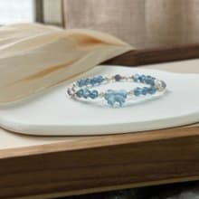 海藍寶、珍珠、坦桑石 天然石手鍊